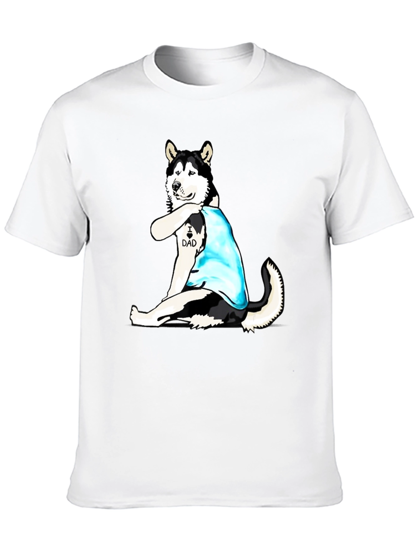 Husky Dad Tattoo Black T-Shirt