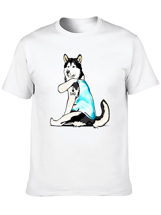 Husky Dad Tattoo Black T-Shirt
