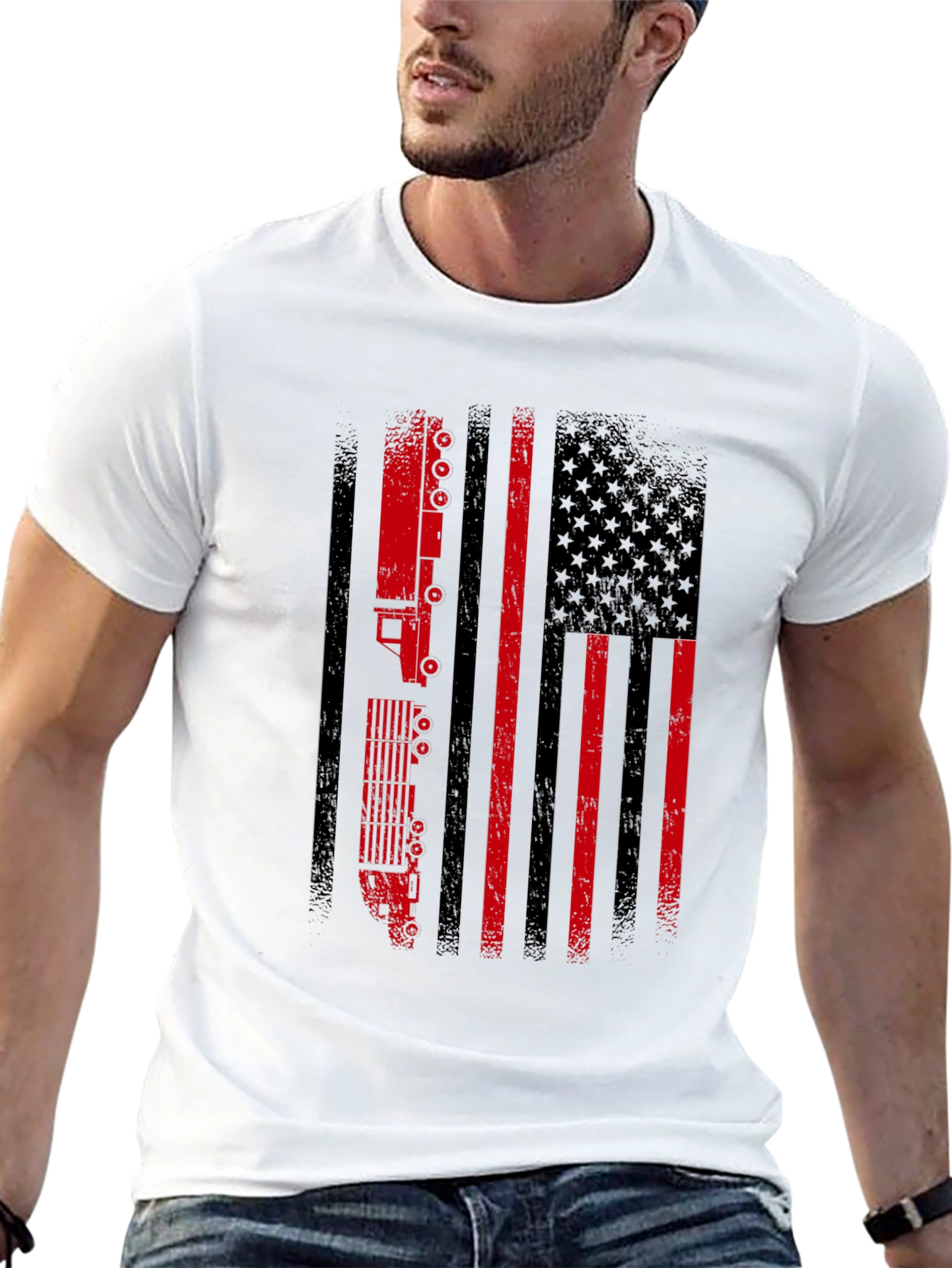 Trucker American Flag Graphic Tee