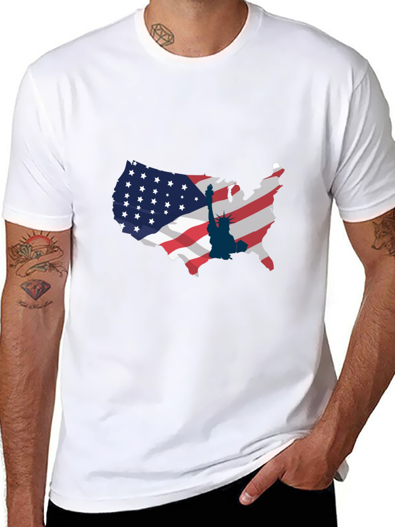 USA Map & Statue of Liberty Graphic Tee
