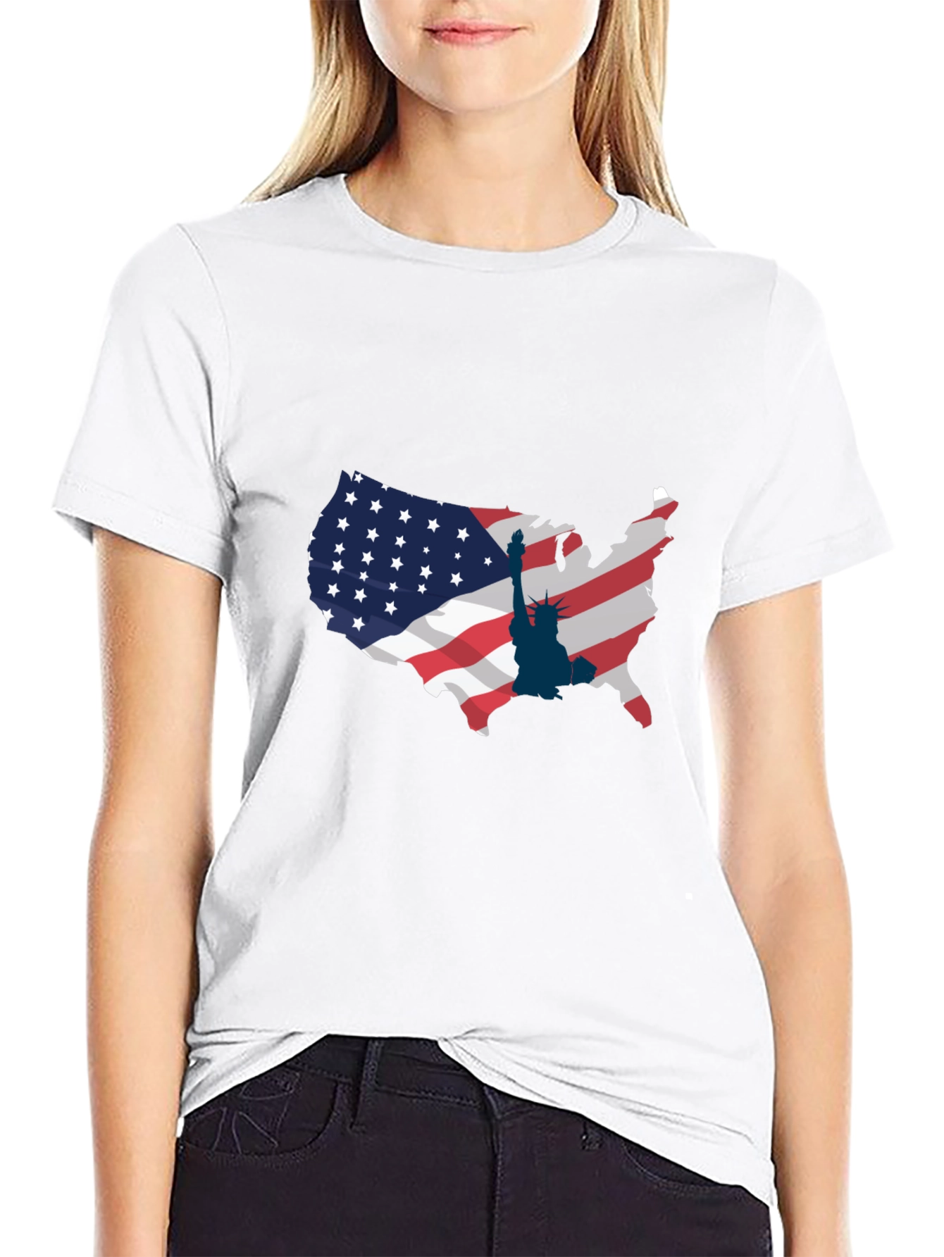 USA Map & Statue of Liberty Graphic Tee