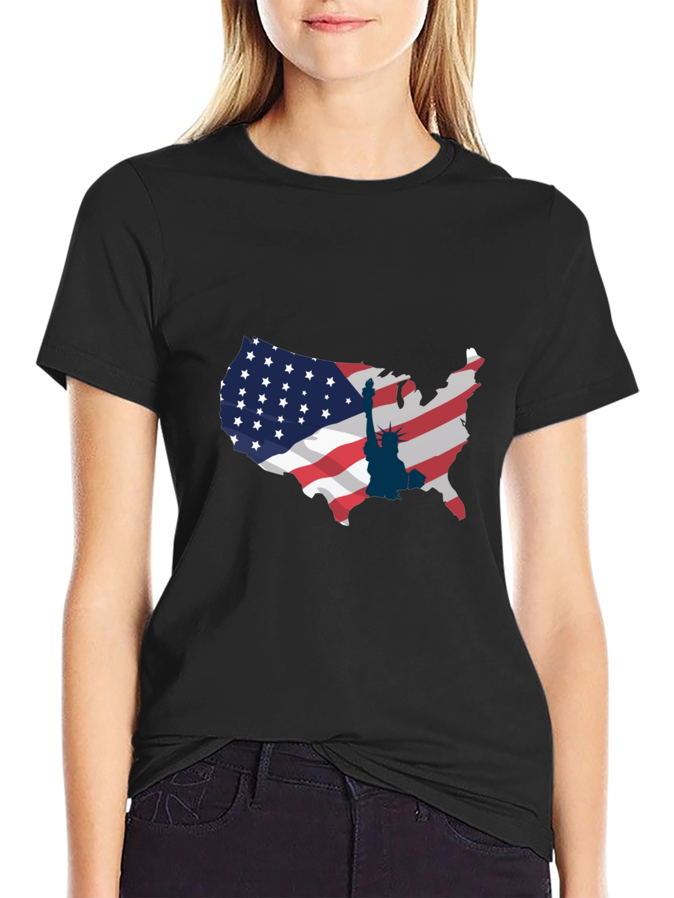 USA Map & Statue of Liberty Graphic Tee