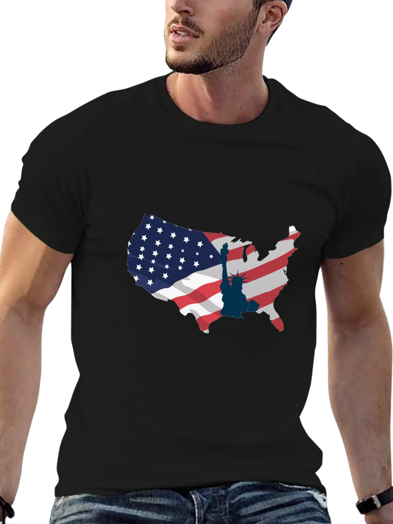 USA Map & Statue of Liberty Graphic Tee