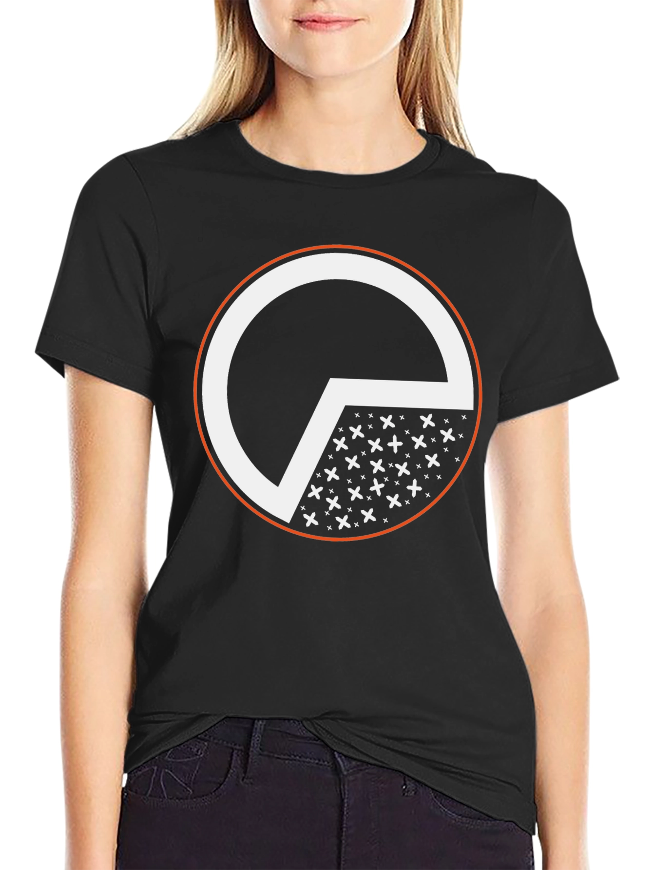 Graphic Tee: Black Circle Design Cotton T-Shirt