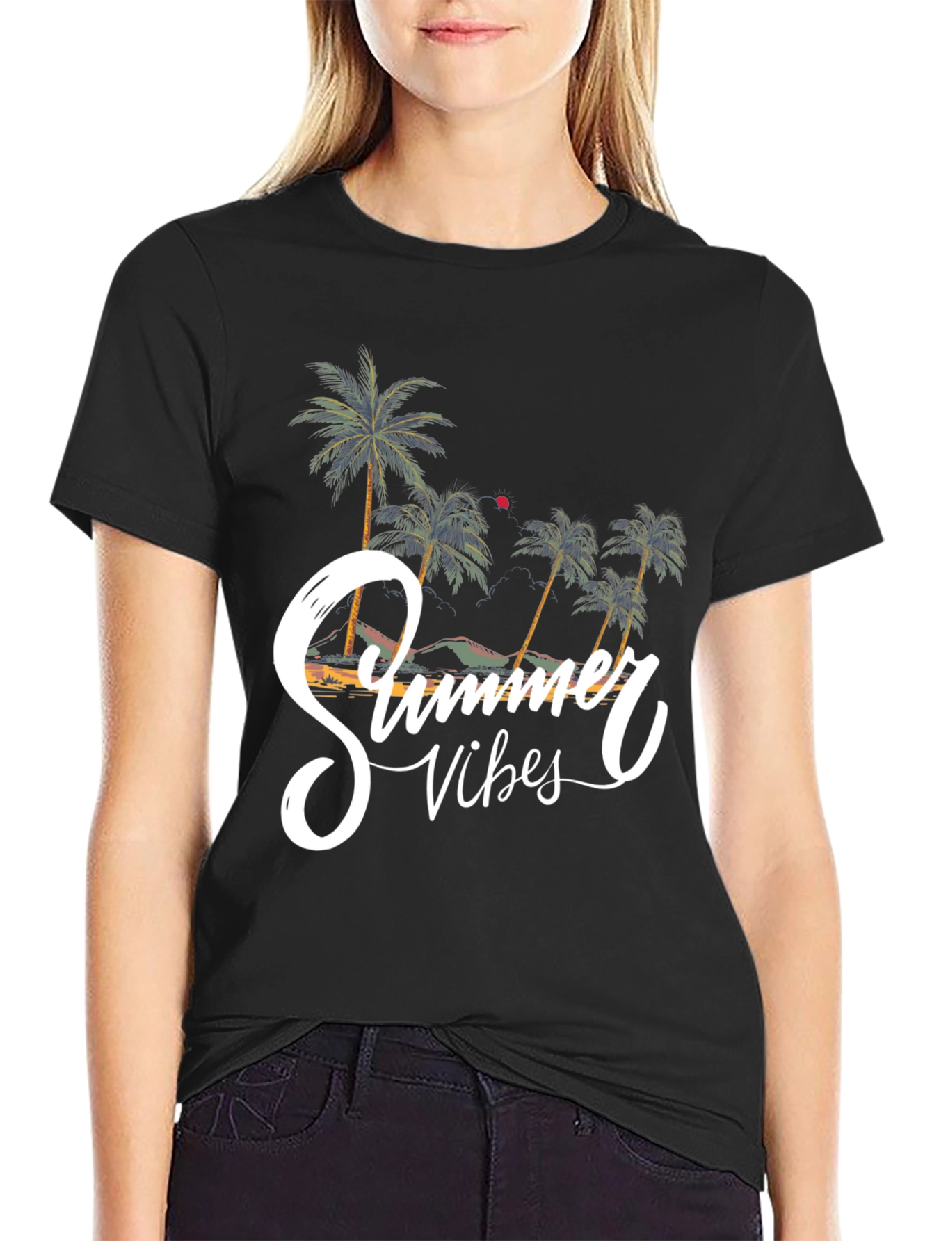 Summer Vibes Graphic Tee - Beach Palm Tree Shirt