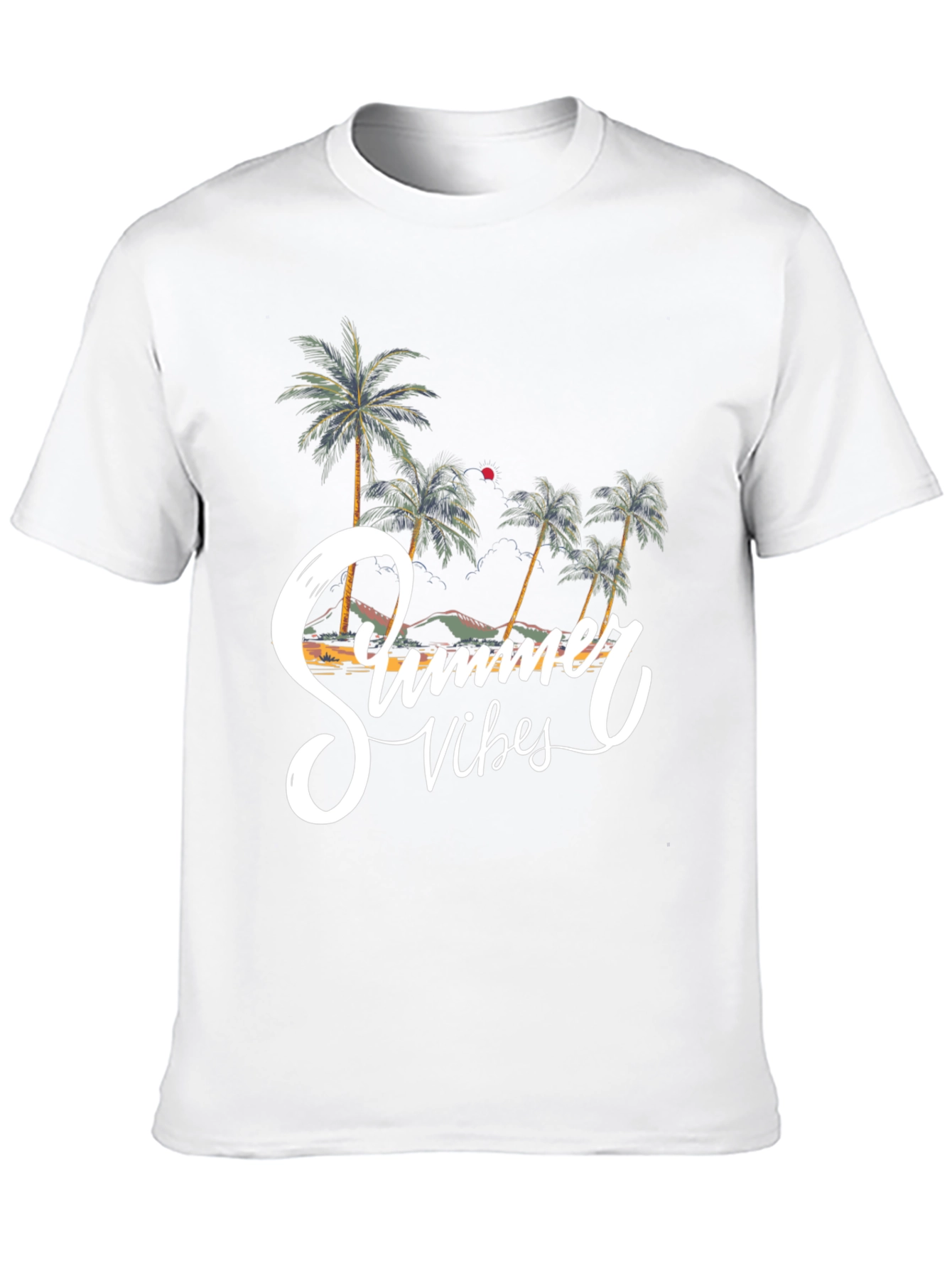Summer Vibes Graphic Tee - Beach Palm Tree Shirt
