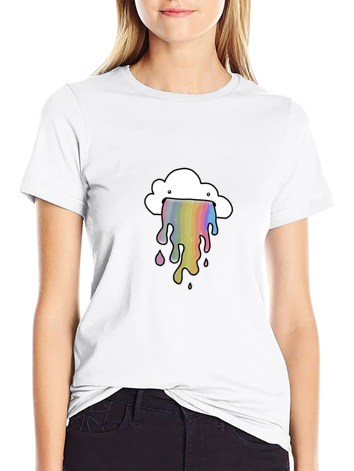 Cloud Rainbow Graphic Black T-Shirt