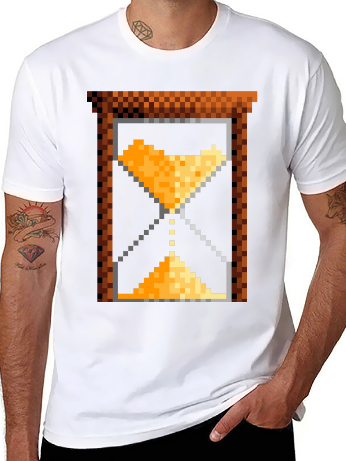 Pixel Art Hourglass T-Shirt - Retro Gaming Style