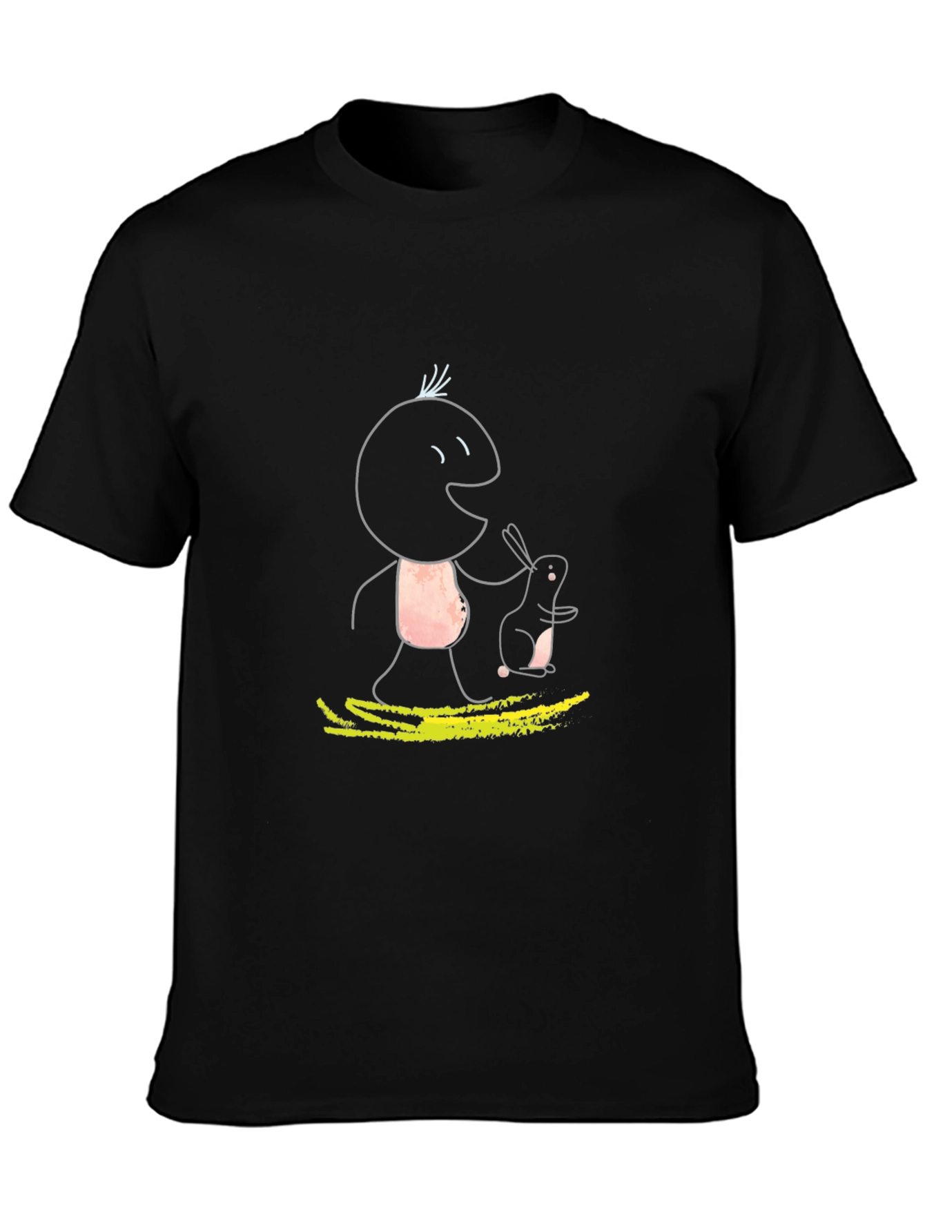 Whimsical Character Graphic Tee - Black