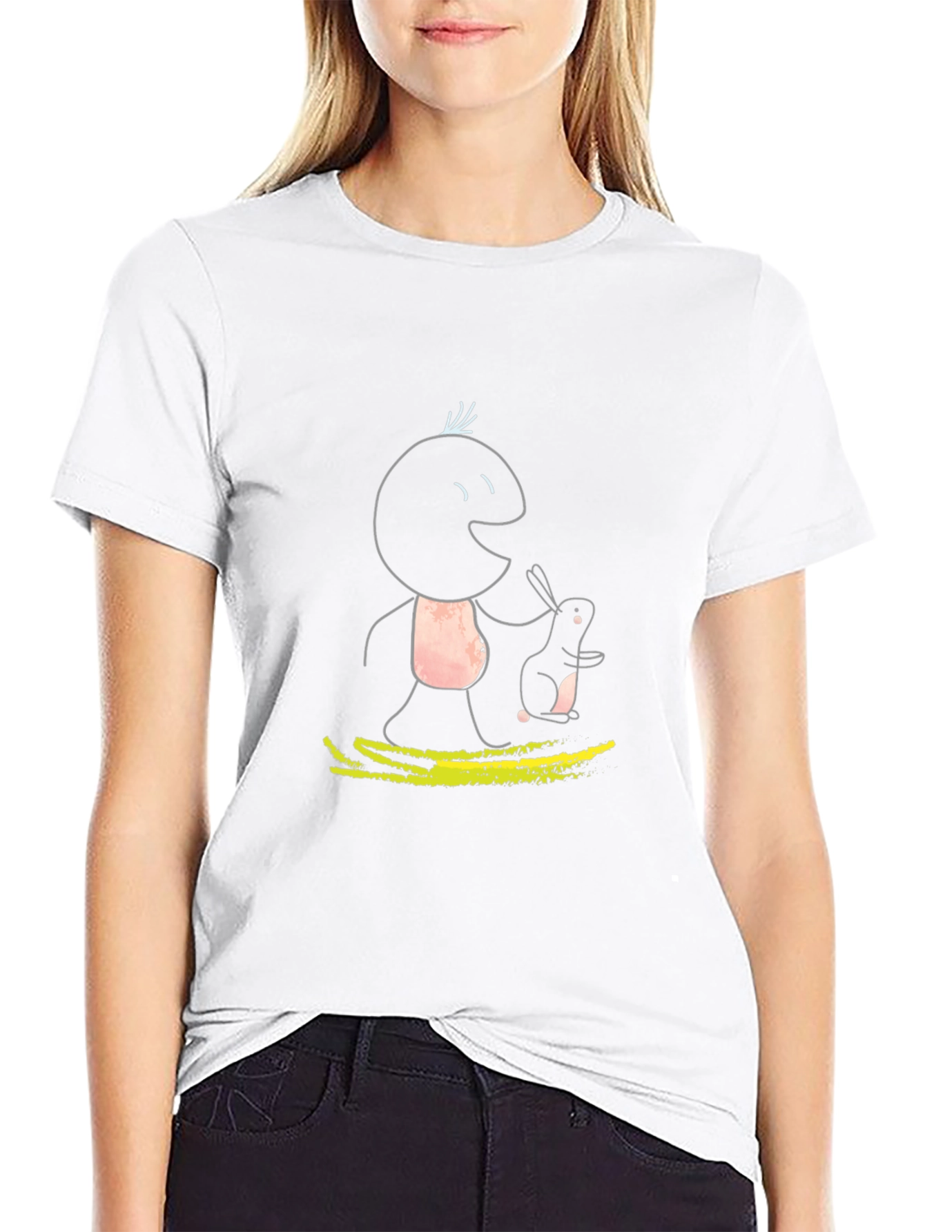 Whimsical Character Graphic Tee - Black