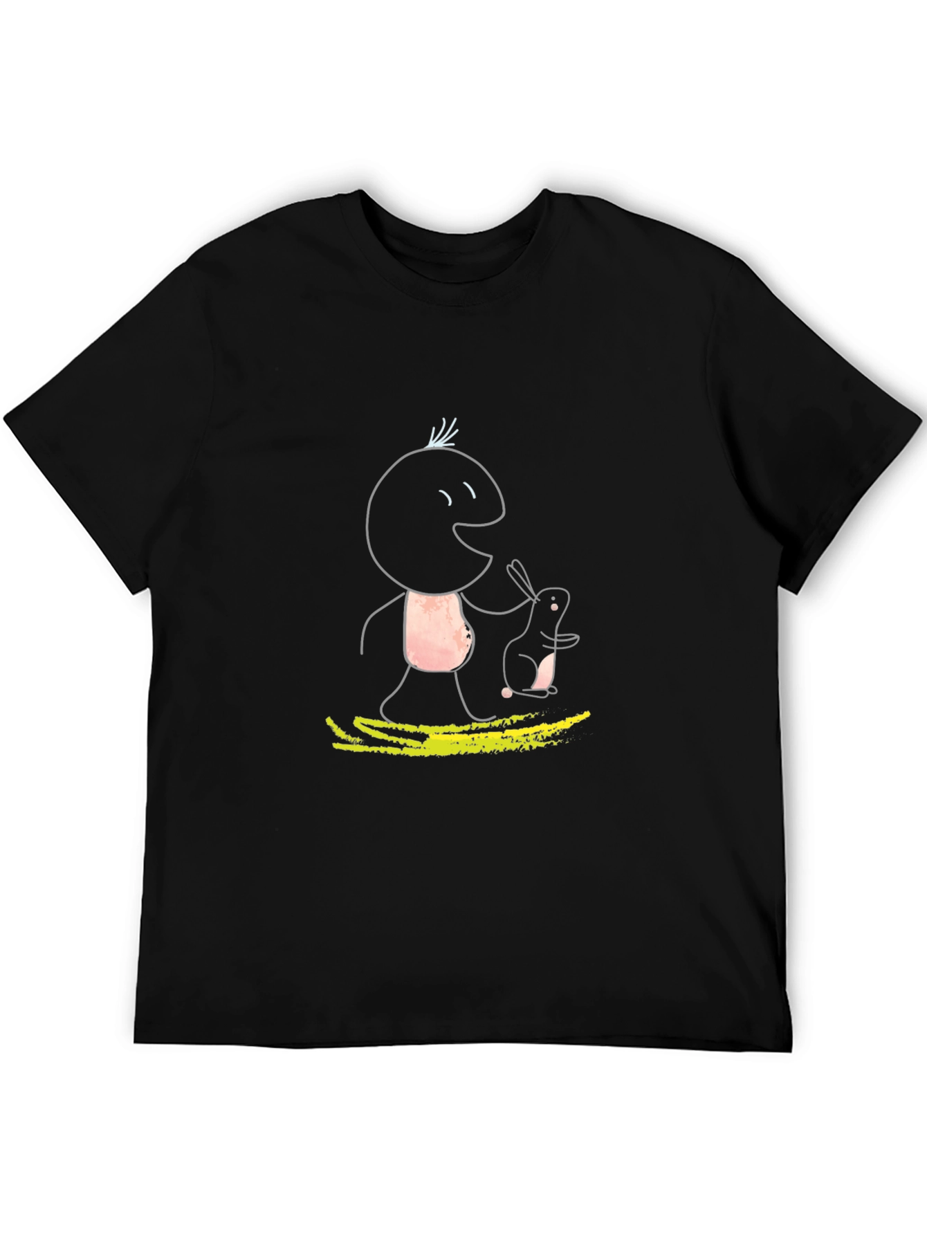 Whimsical Character Graphic Tee - Black