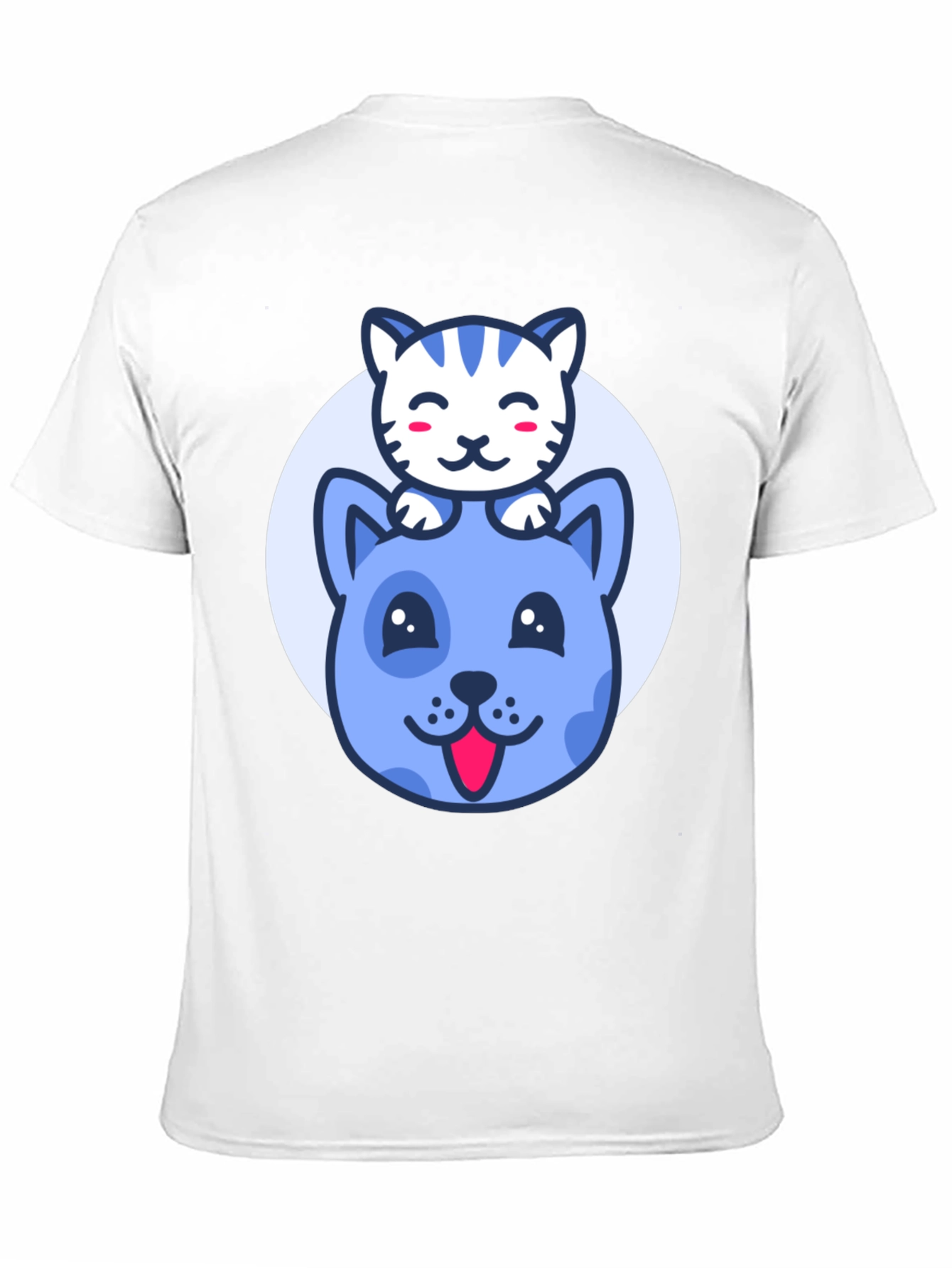 Cute Cartoon Cat & Dog Graphic T-Shirt