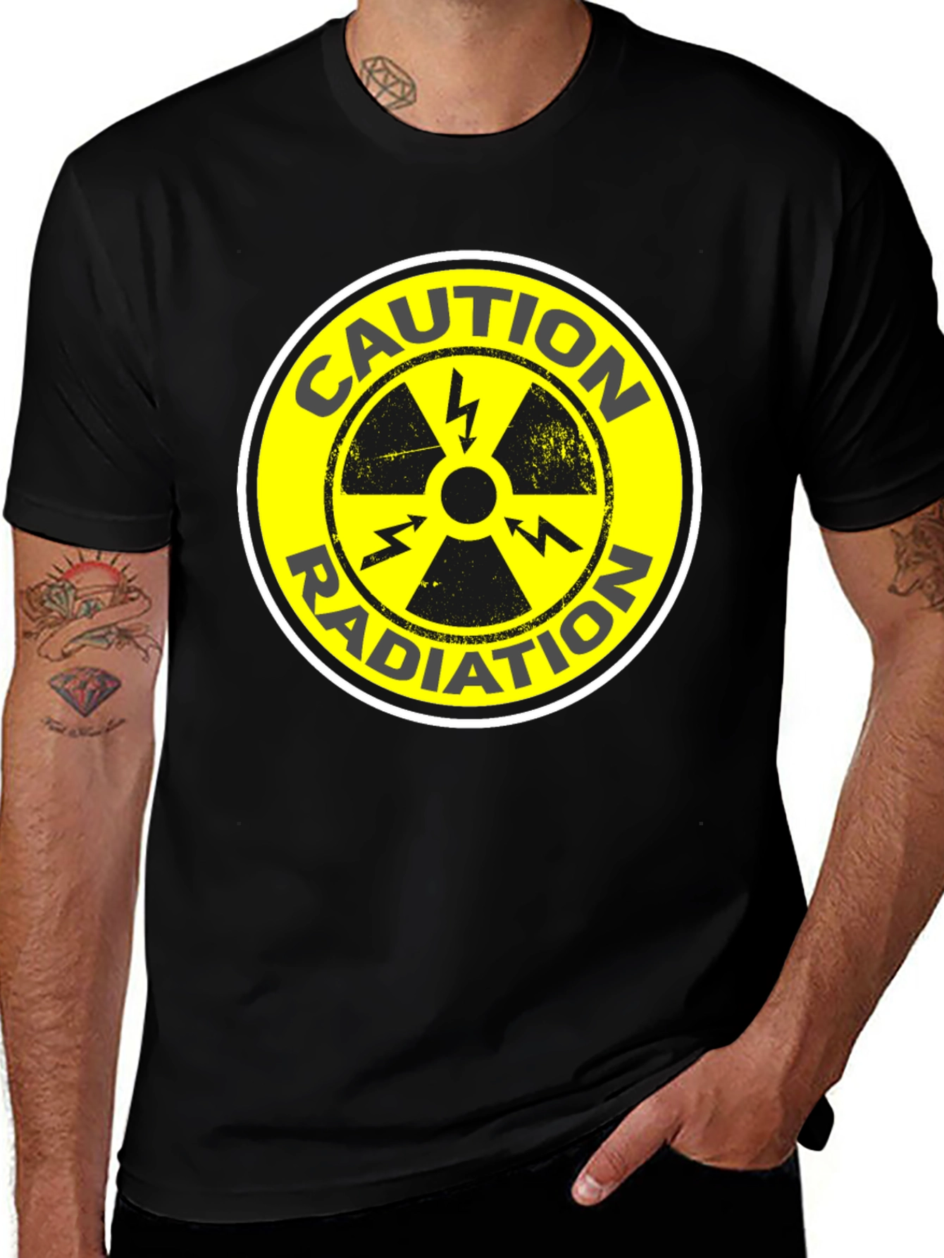 Caution Radiation Symbol Black T-Shirt