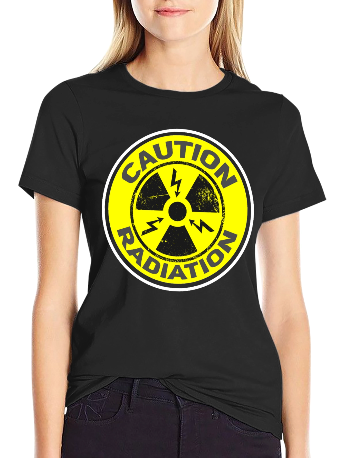 Caution Radiation Symbol Black T-Shirt