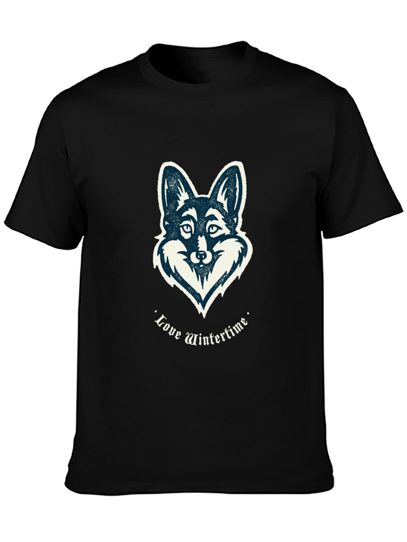 Love Wintertime Fox Graphic T-Shirt - Black