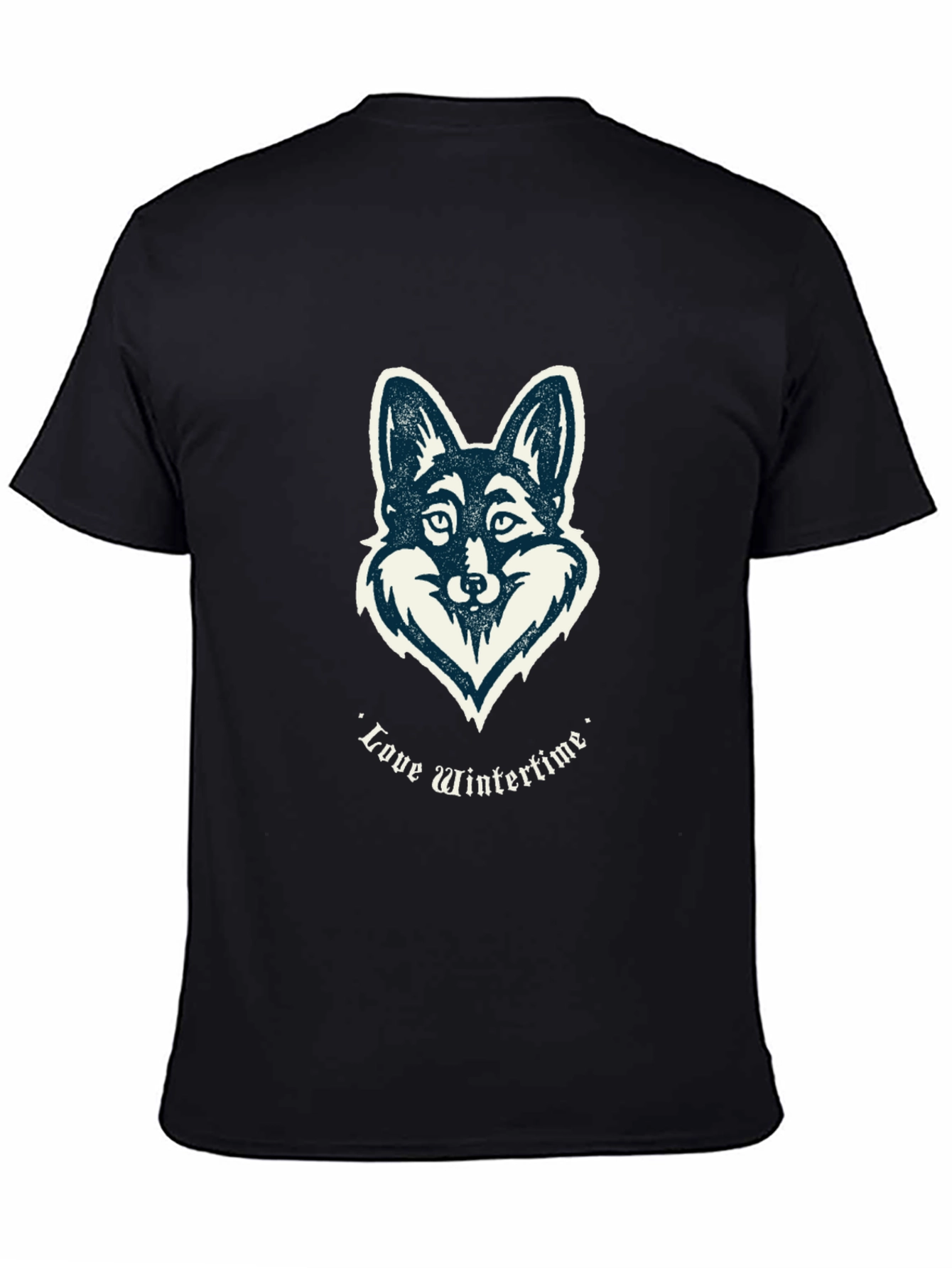 Love Wintertime Fox Graphic T-Shirt - Black