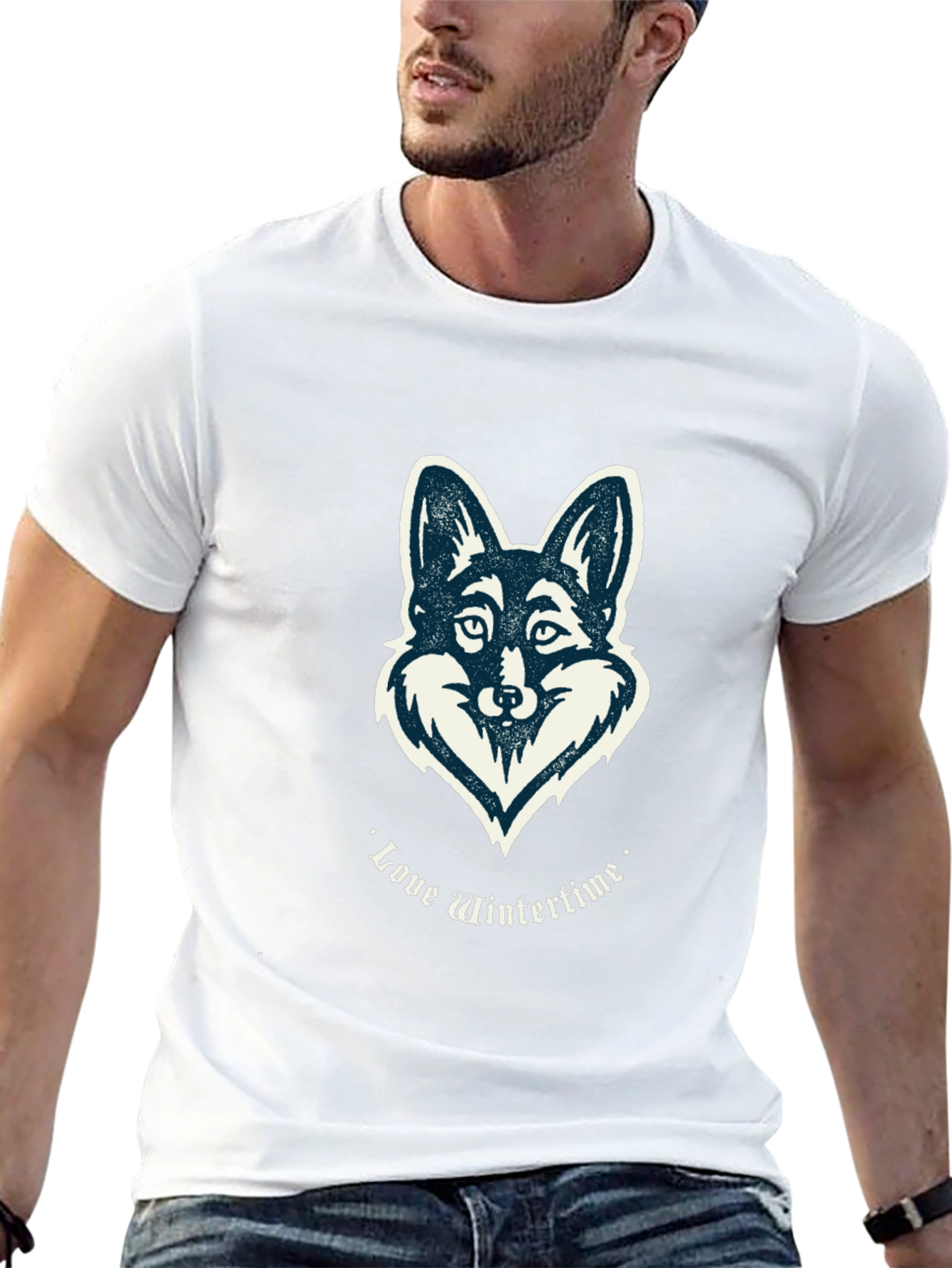 Love Wintertime Fox Graphic T-Shirt - Black