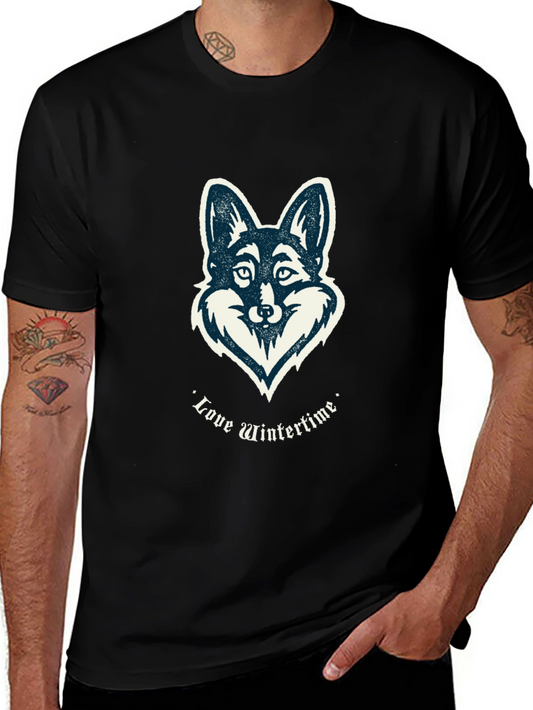 Love Wintertime Fox Graphic T-Shirt - Black