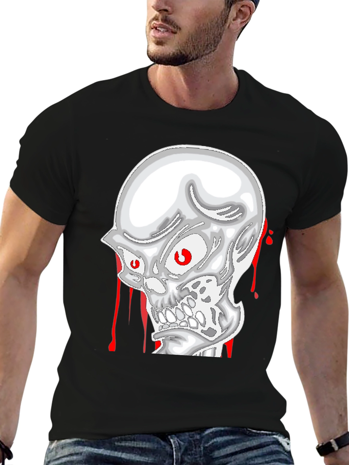 Skull Graphic Tee - Mens Black Cotton T-Shirt