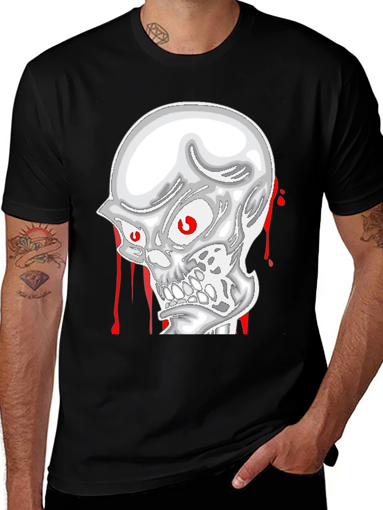 Skull Graphic Tee - Mens Black Cotton T-Shirt