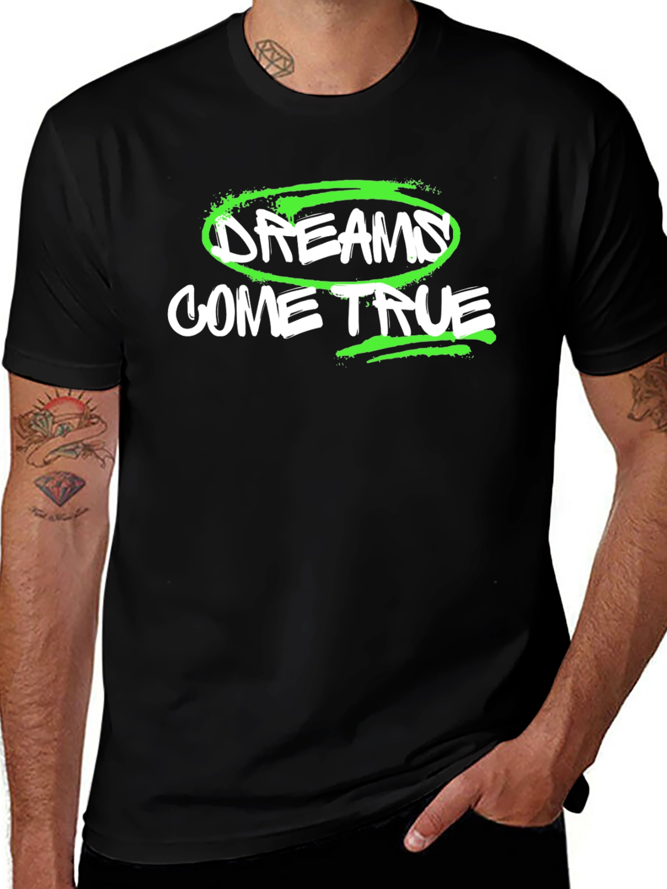 Dreams Come True Graphic Tee - Black Cotton T-Shirt