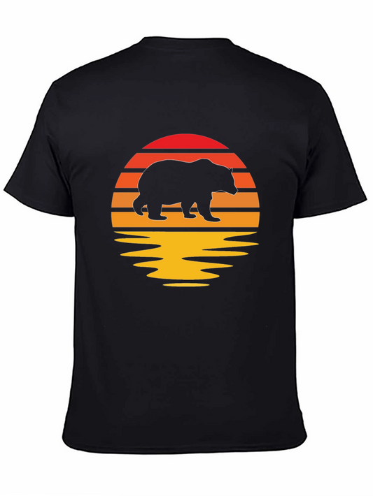 Bear Sunset Graphic T-Shirt - Black