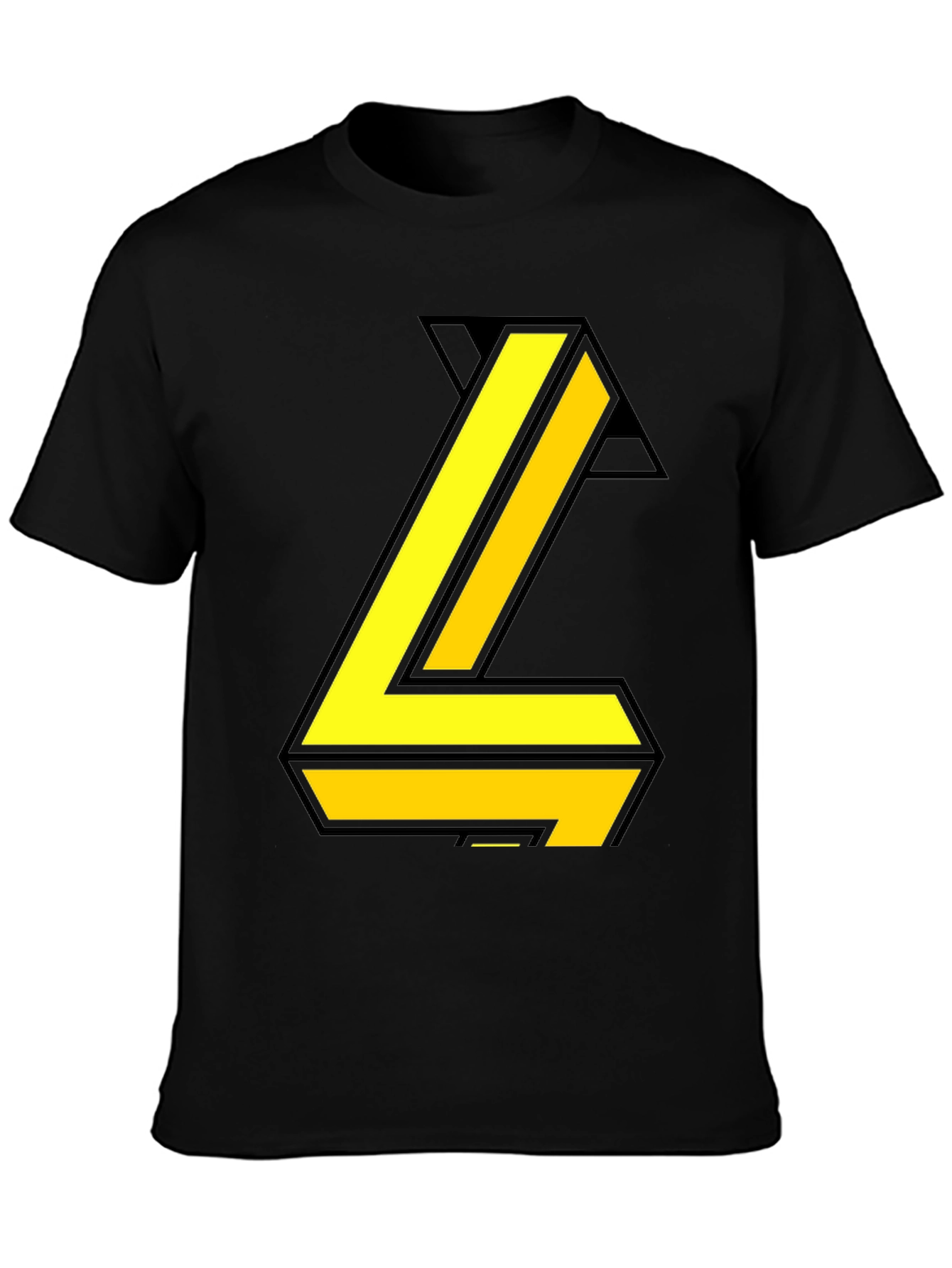 Bold Yellow Letter Graphic Black Tee