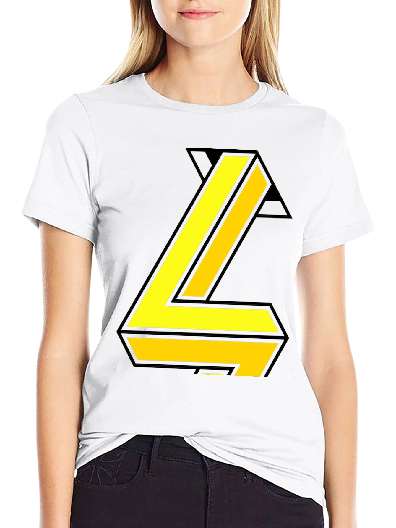 Bold Yellow Letter Graphic Black Tee