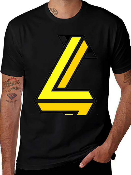 Bold Yellow Letter Graphic Black Tee