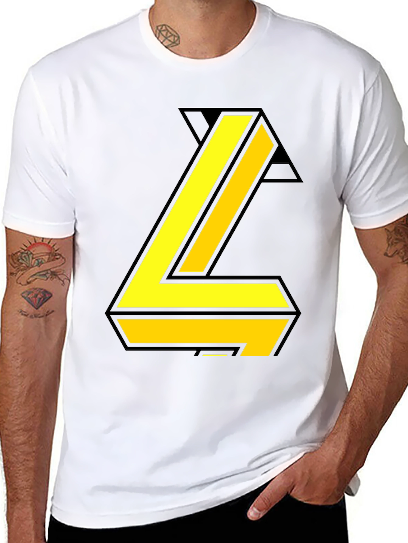 Bold Yellow Letter Graphic Black Tee