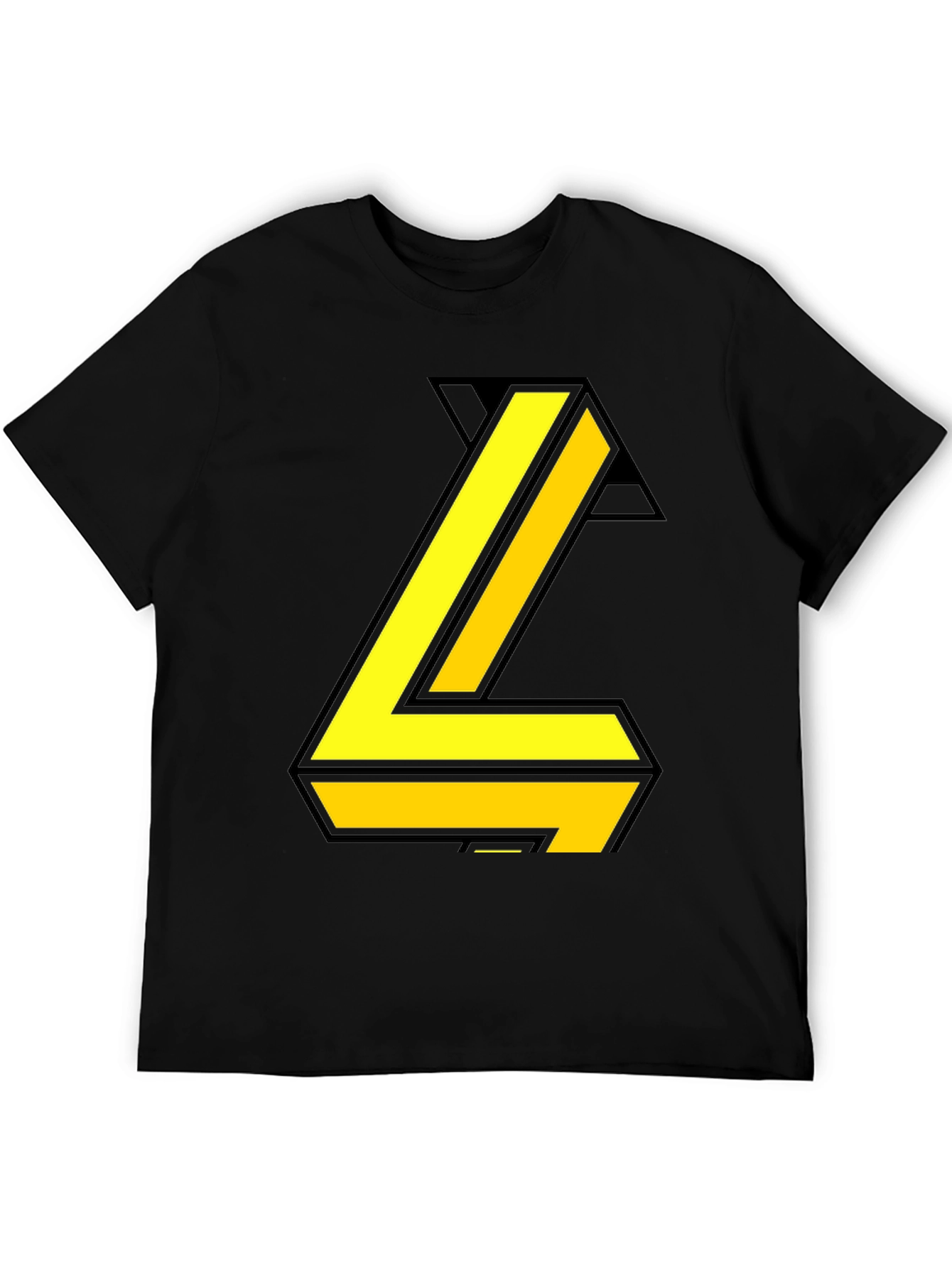 Bold Yellow Letter Graphic Black Tee
