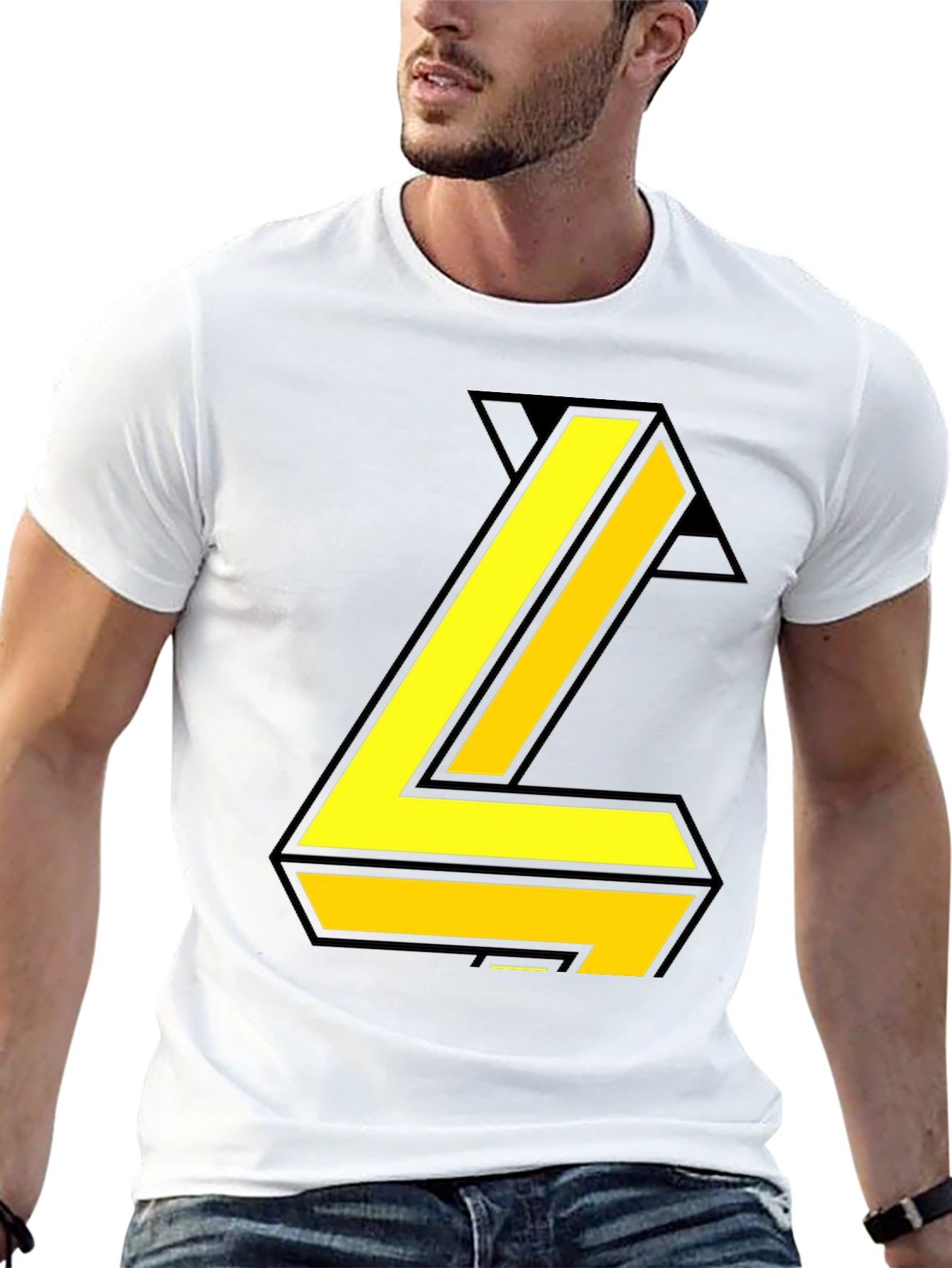 Bold Yellow Letter Graphic Black Tee