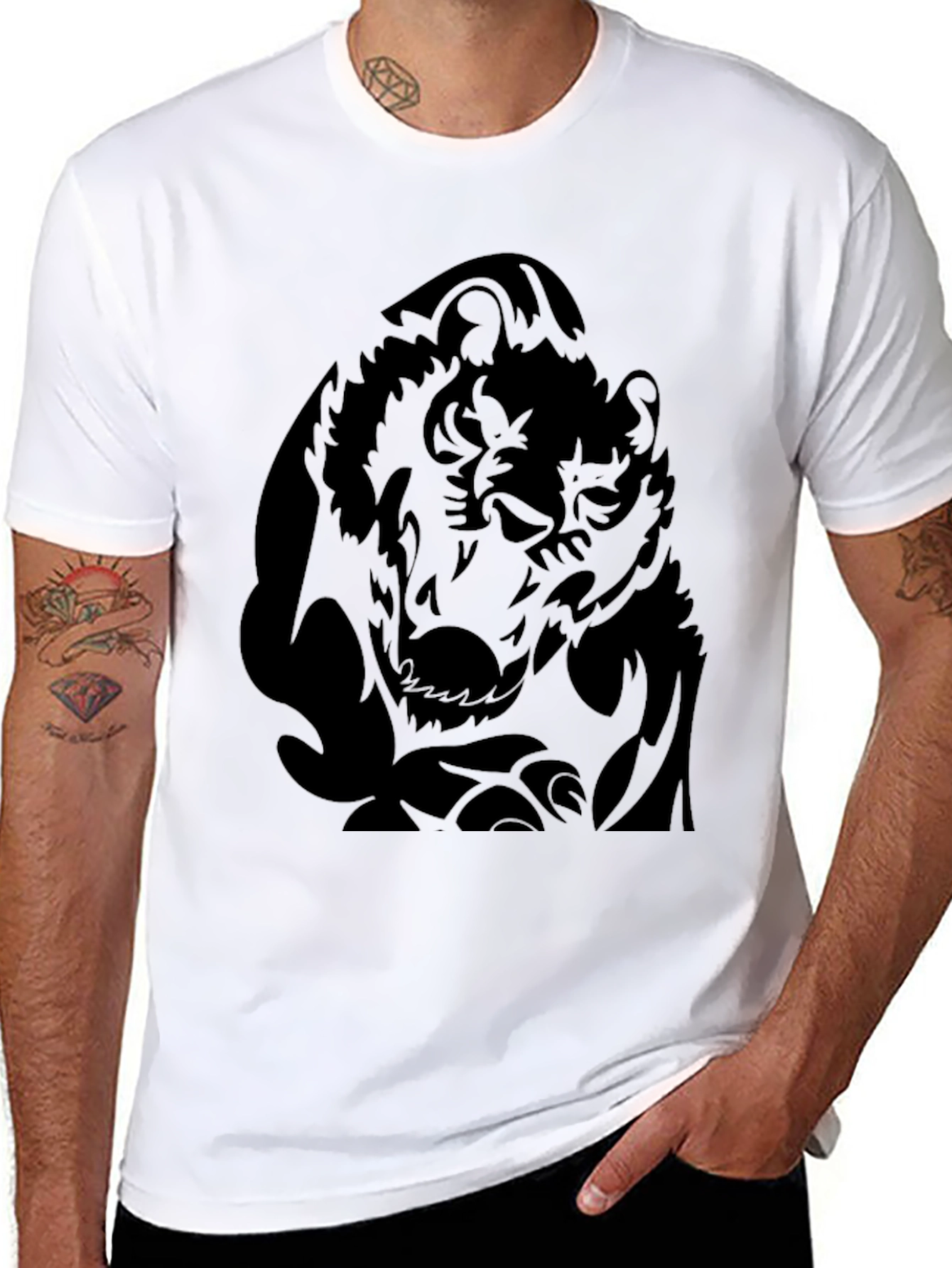 Black Wolf Graphic Print T-Shirt