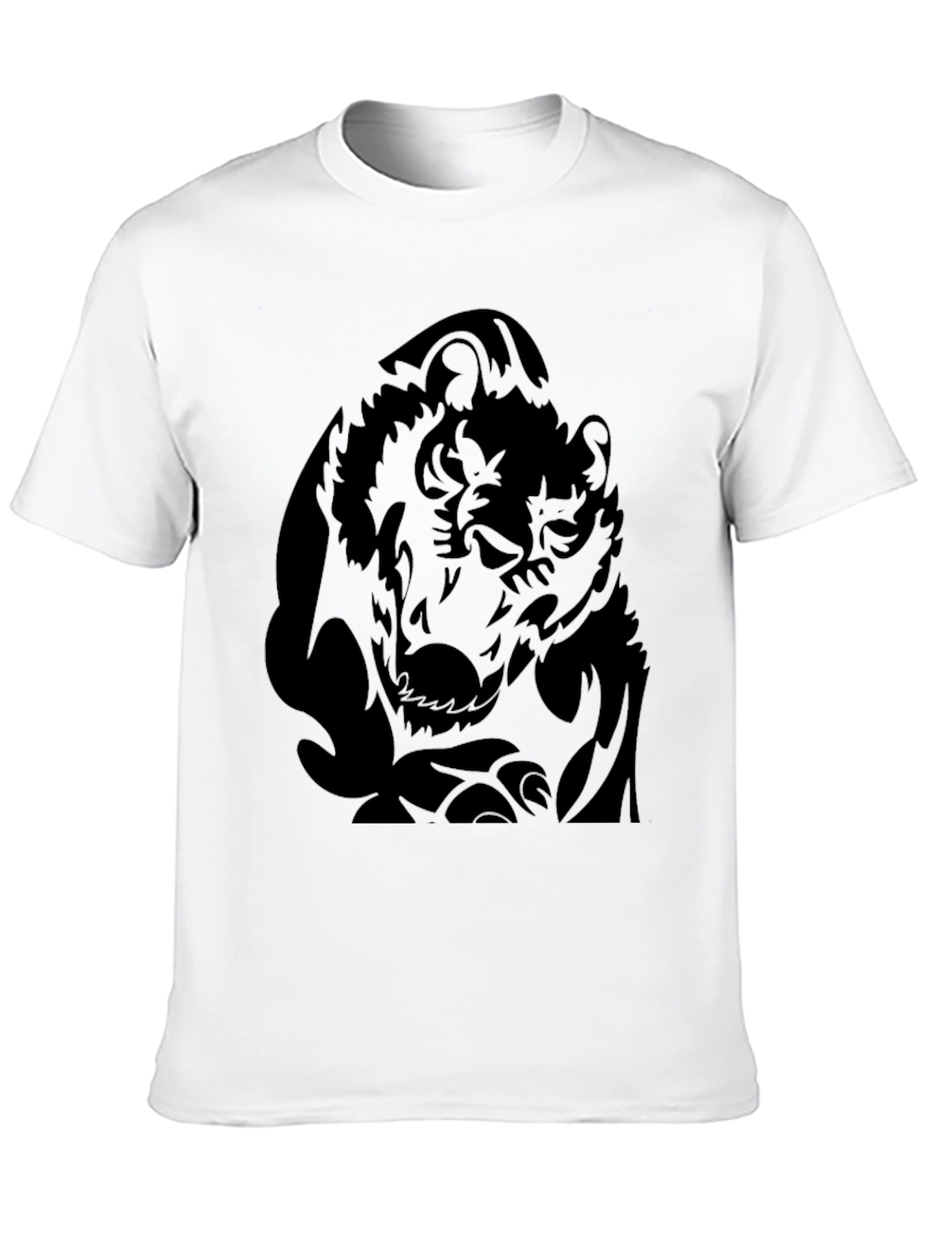 Black Wolf Graphic Print T-Shirt
