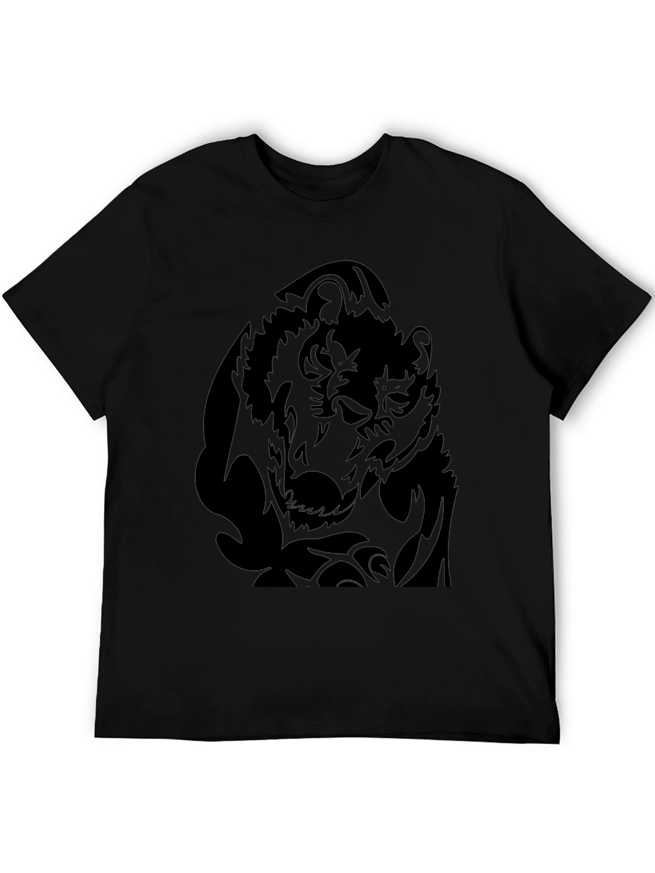 Black Wolf Graphic Print T-Shirt