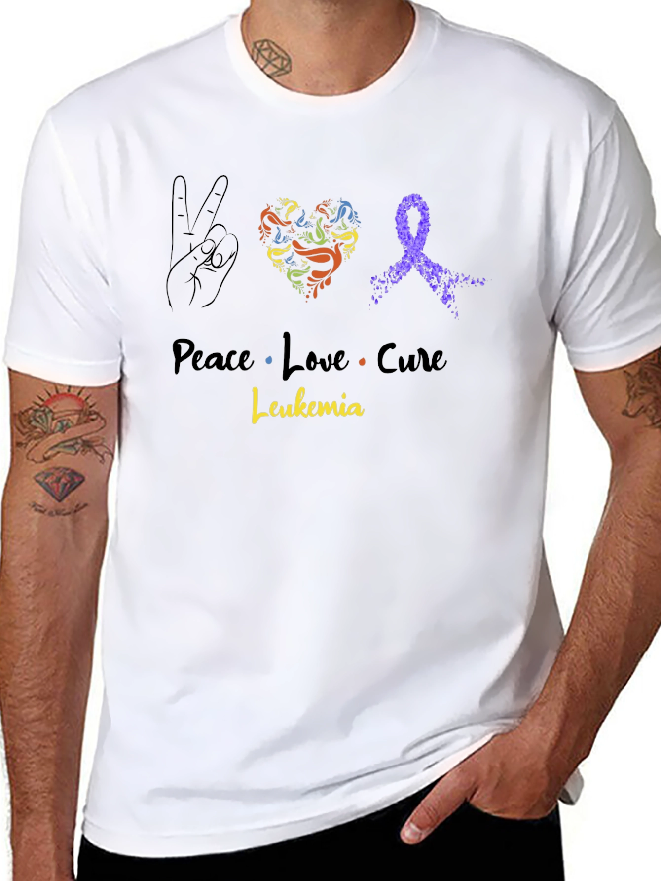 Peace Love Cure Leukemia Awareness T-Shirt
