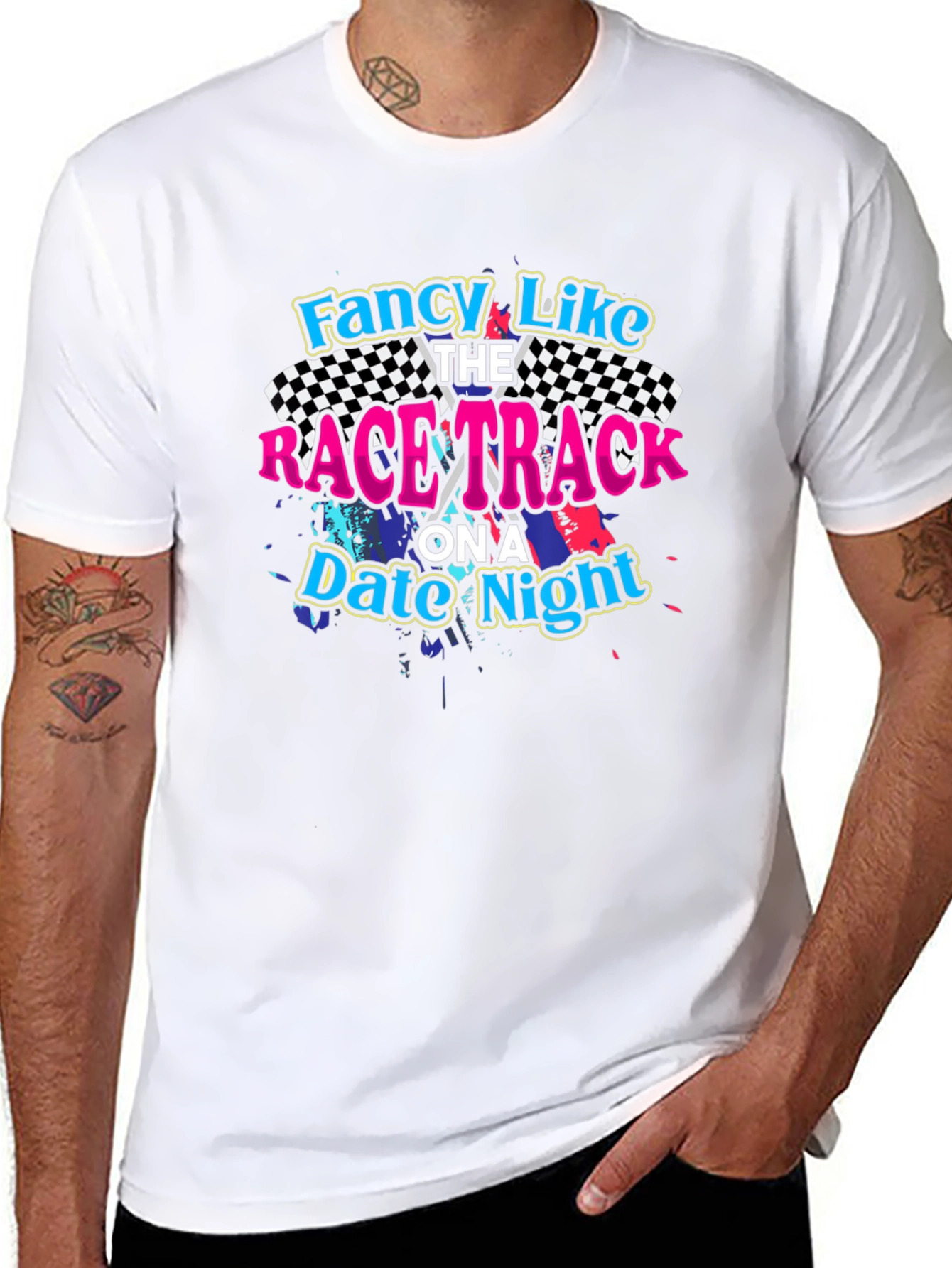 Fancy Like Racetrack Date Night Black T-Shirt