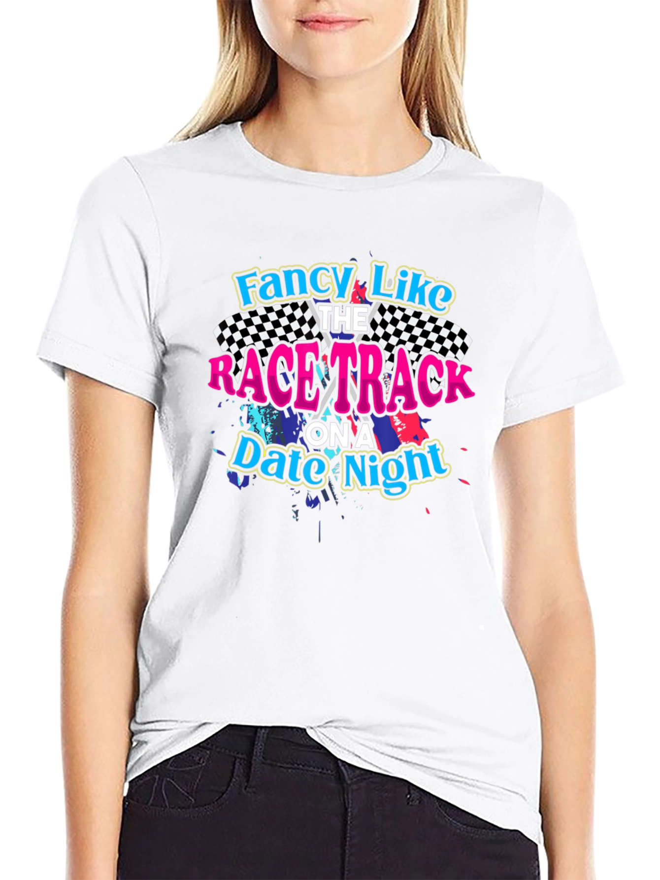 Fancy Like Racetrack Date Night Black T-Shirt