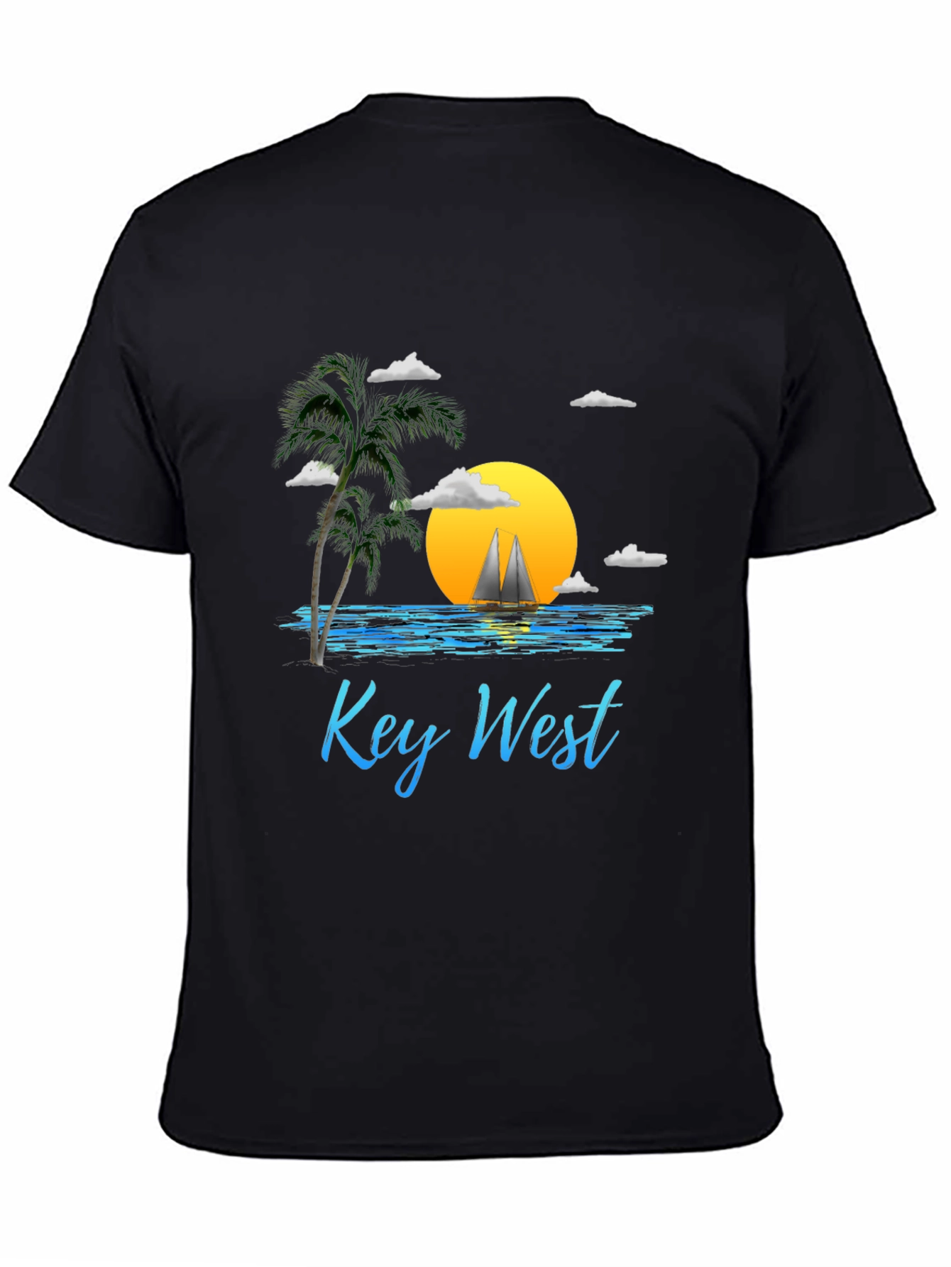 Key West Sunset T-Shirt - Palm Tree Sailboat Design