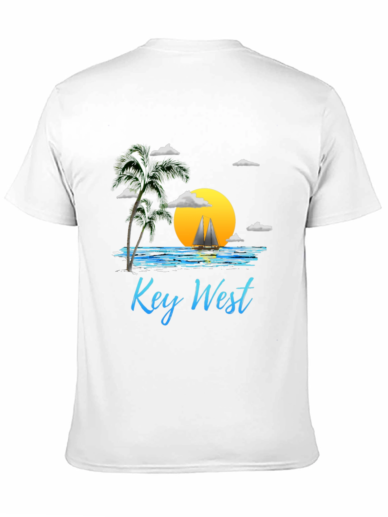 Key West Sunset T-Shirt - Palm Tree Sailboat Design