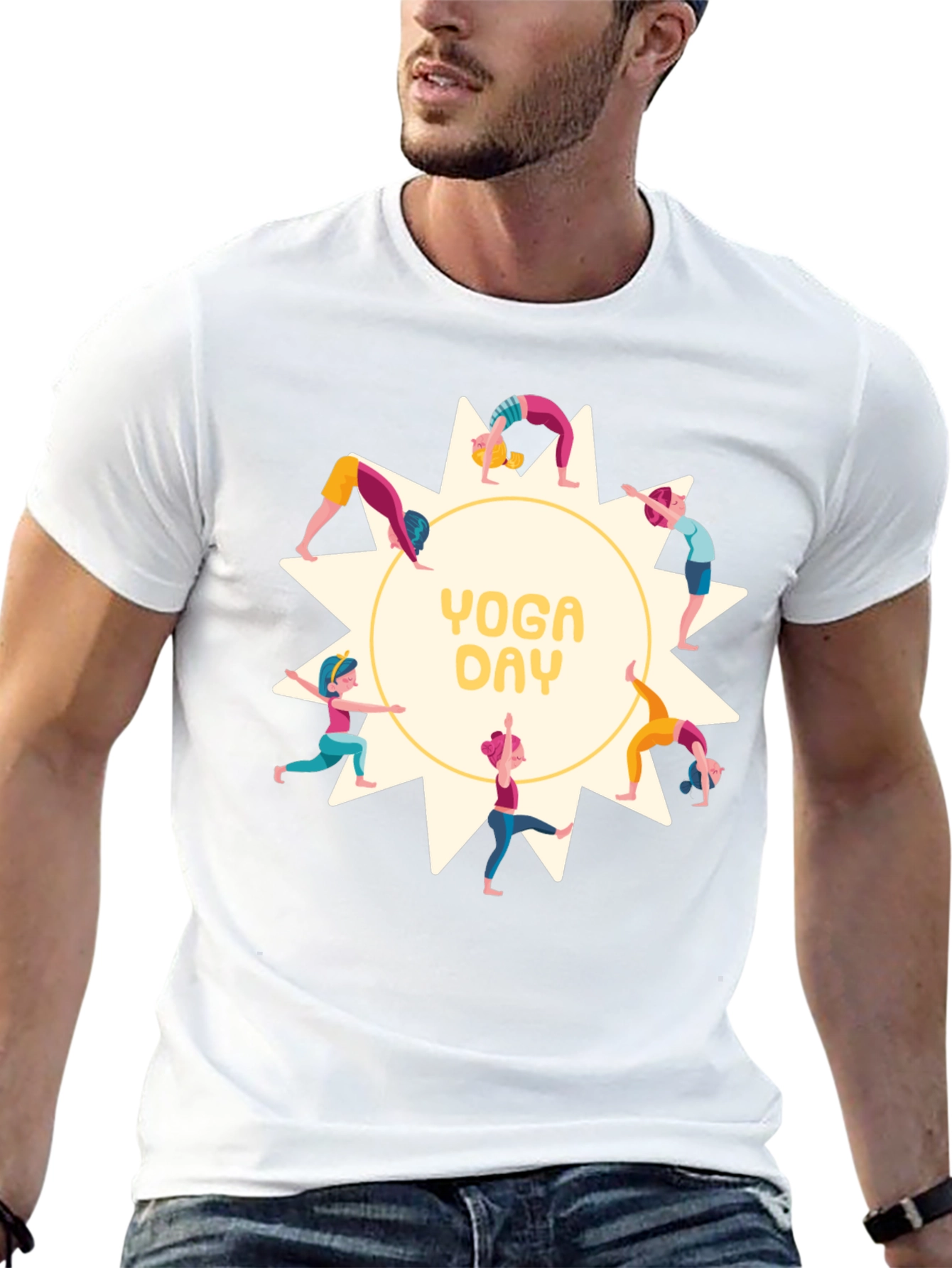 Yoga Day Graphic Tee - Black Cotton Shirt