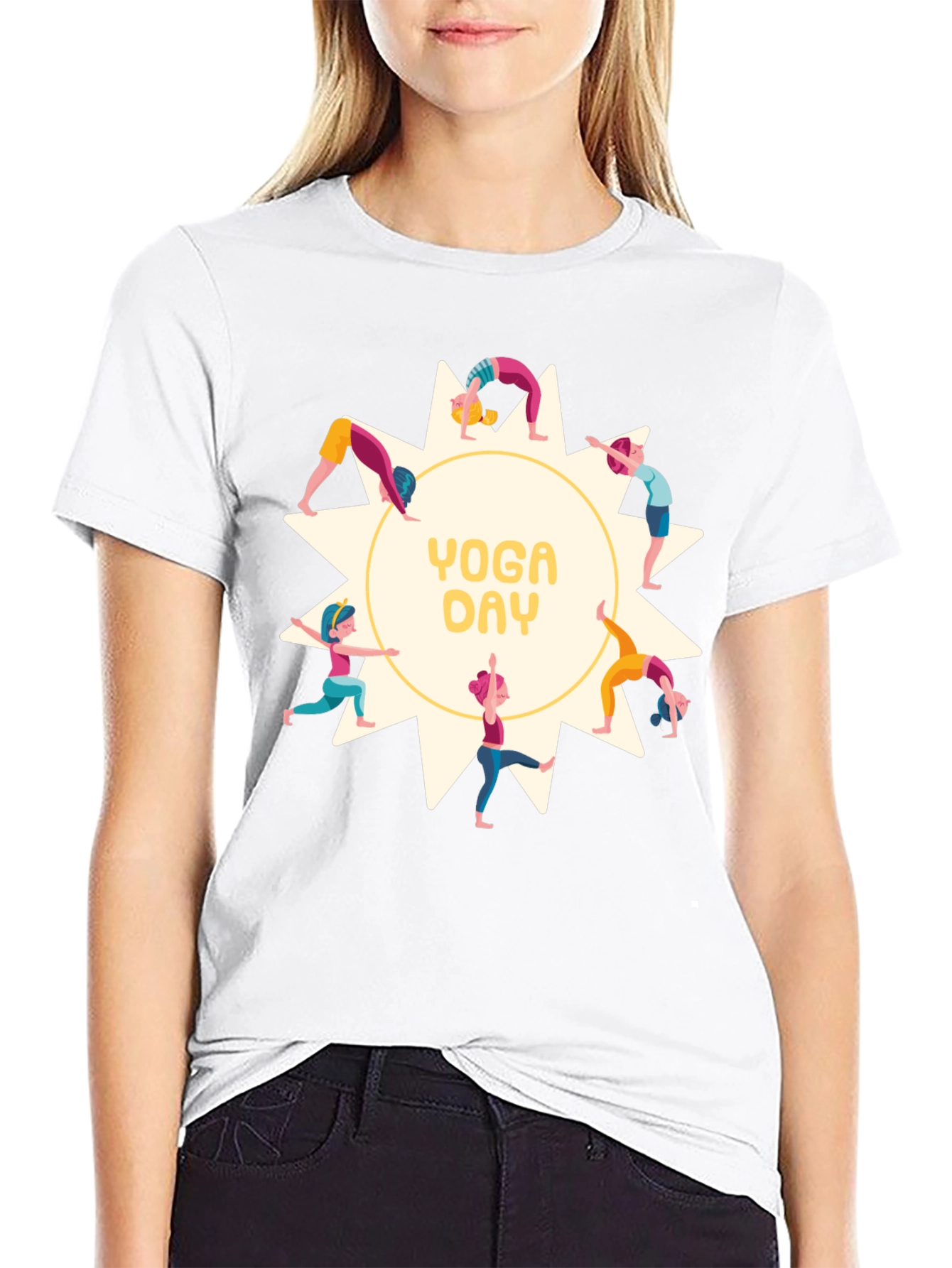 Yoga Day Graphic Tee - Black Cotton Shirt