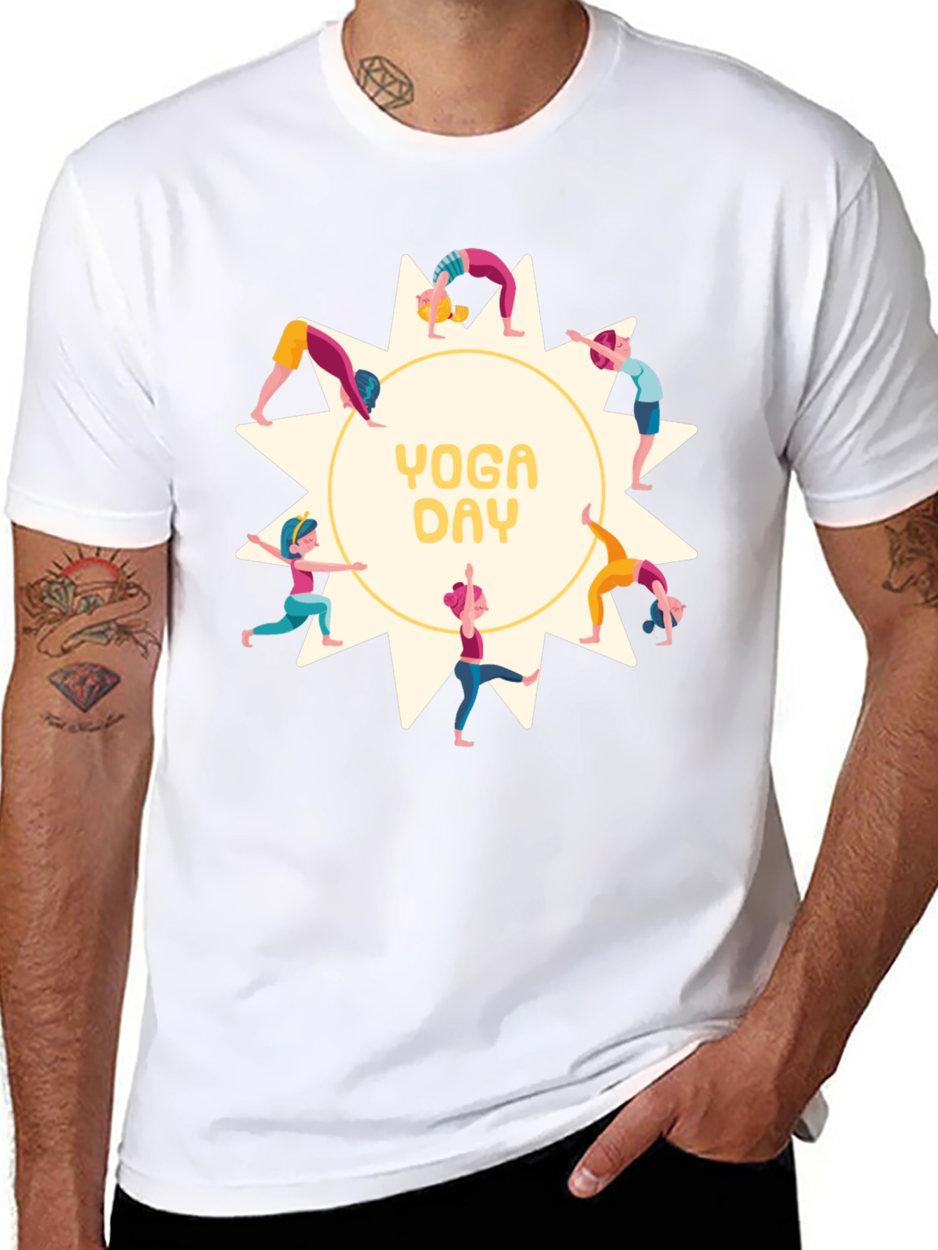 Yoga Day Graphic Tee - Black Cotton Shirt