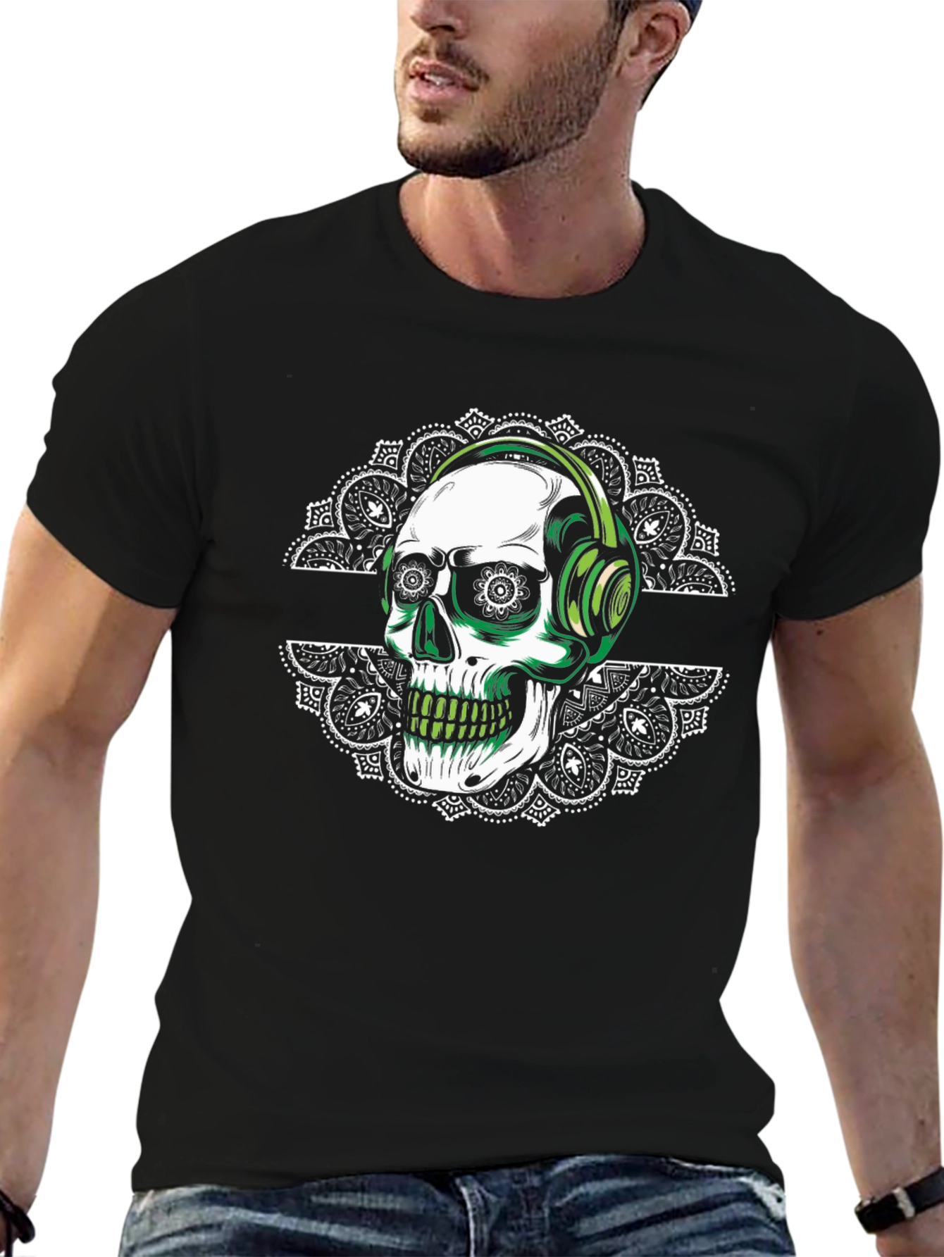 Skull Headphones Graphic T-Shirt