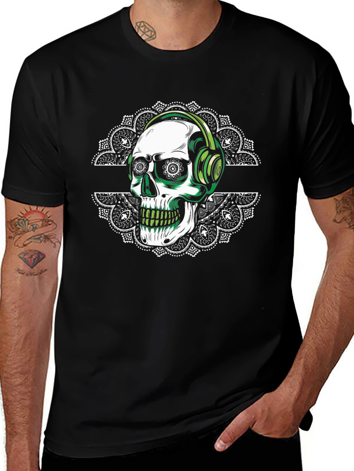 Skull Headphones Graphic T-Shirt