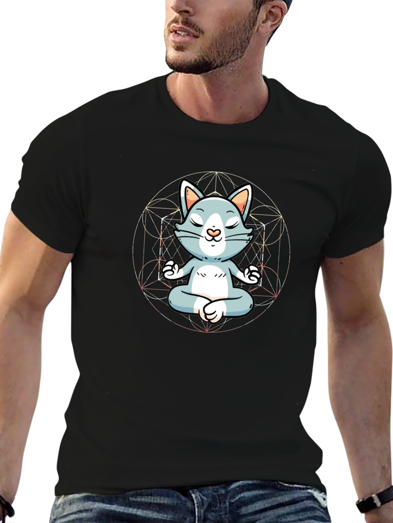 Zen Cat T-Shirt - Meditating Feline Graphic Tee
