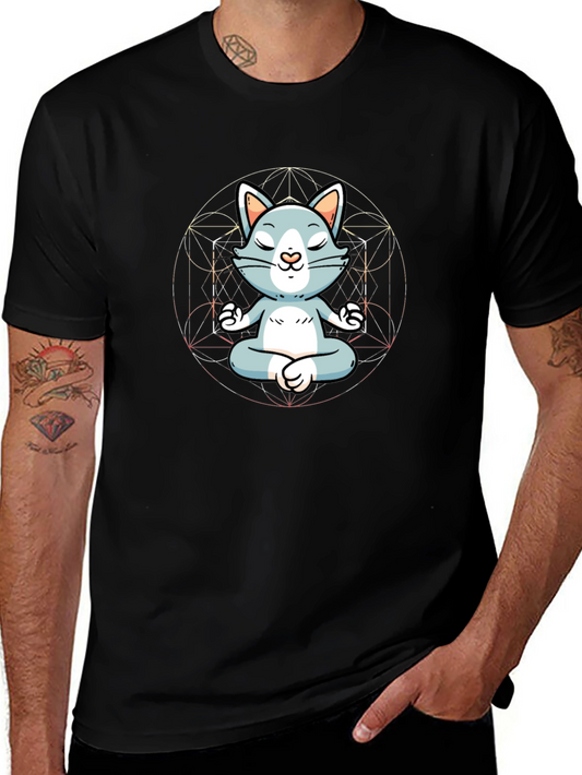 Zen Cat T-Shirt - Meditating Feline Graphic Tee