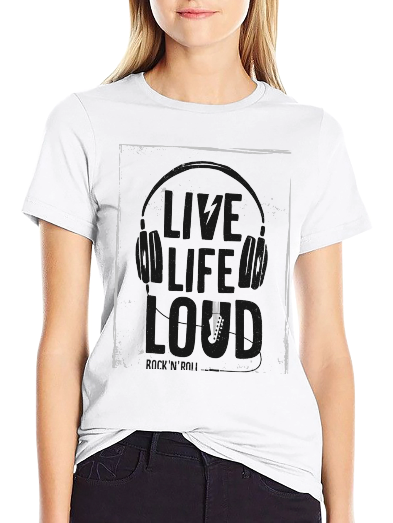 Live Life Loud Graphic Tee - Black Cotton T-Shirt