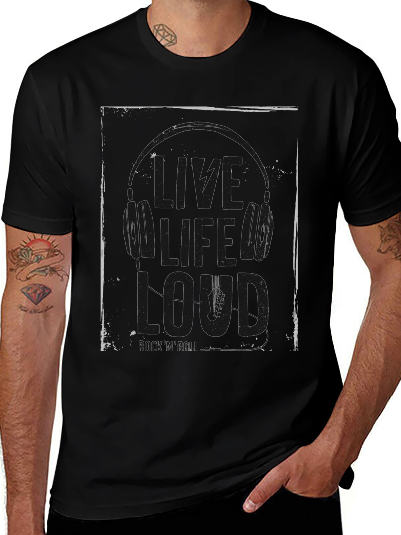Live Life Loud Graphic Tee - Black Cotton T-Shirt