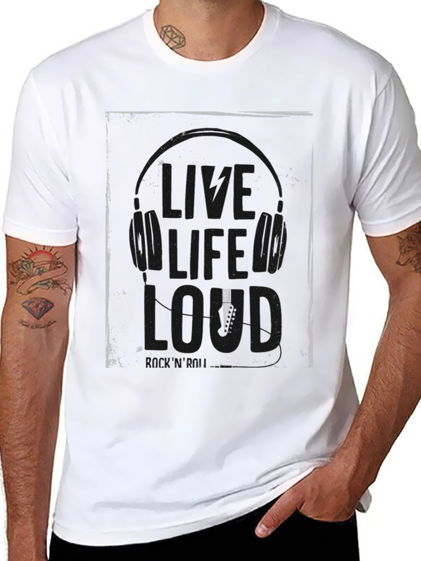 Live Life Loud Graphic Tee - Black Cotton T-Shirt